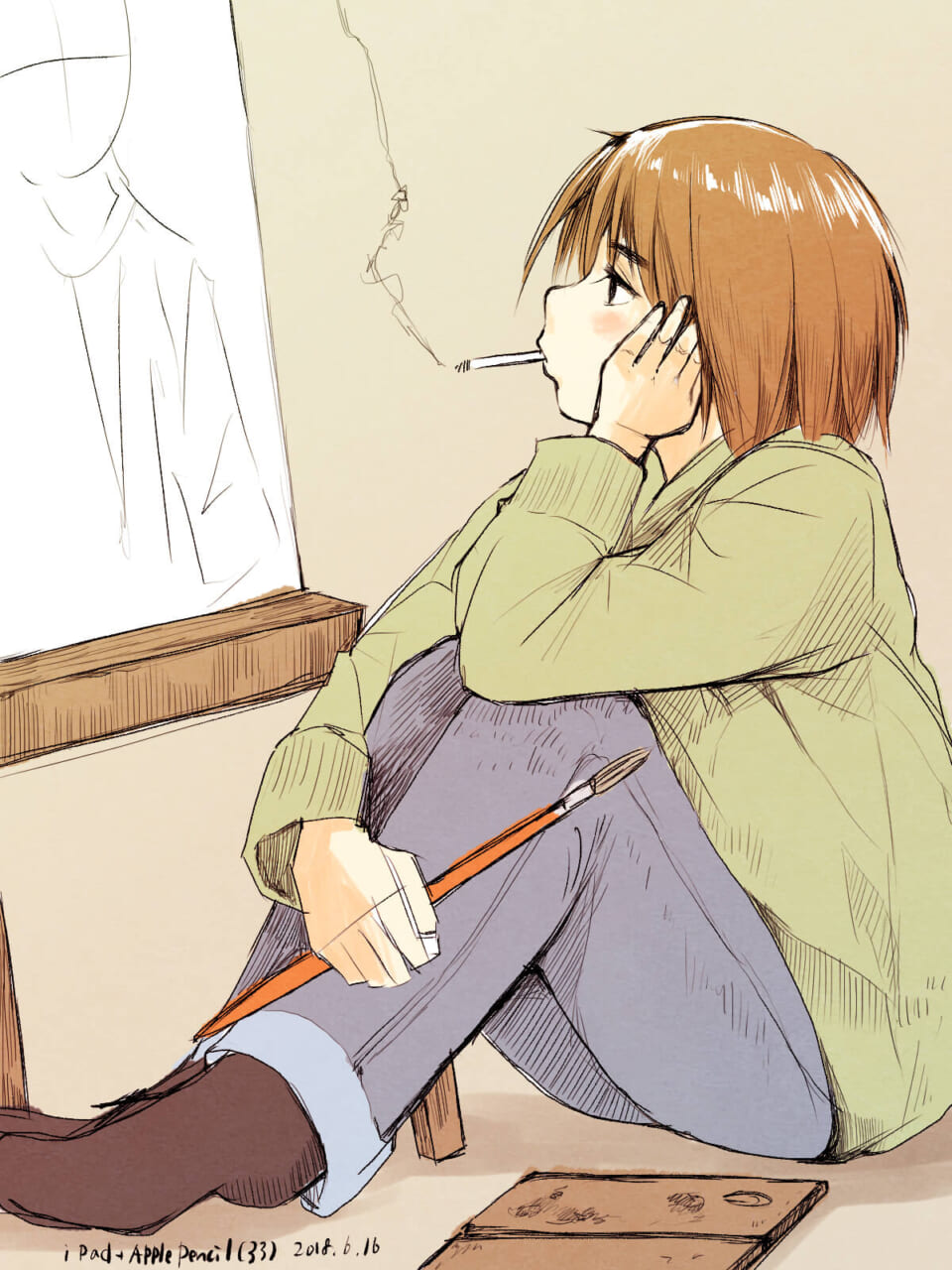 iPad+ApplePencil (33)「悪いとは思いつつ、制作に行き詰った先輩はかわいいと思ったのだ。」